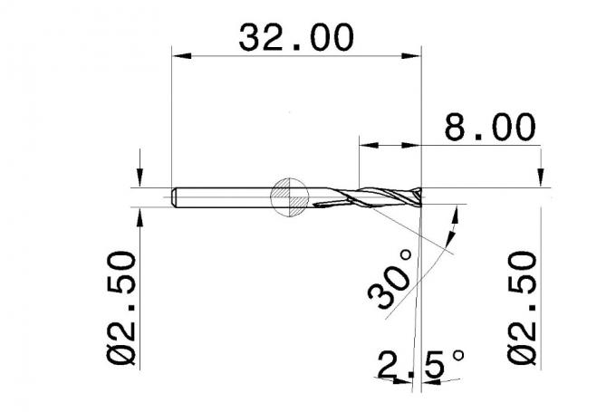 2 carboneto contínuo Endmills da hélice da flauta 30 para materiais não-ferrosos