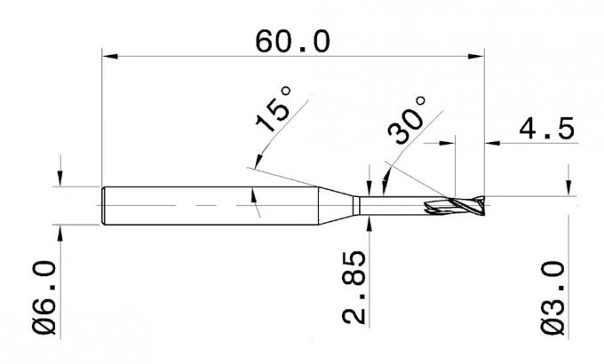 55HRC 2 carboneto contínuo Endmills da hélice das flautas 30 para materiais duros