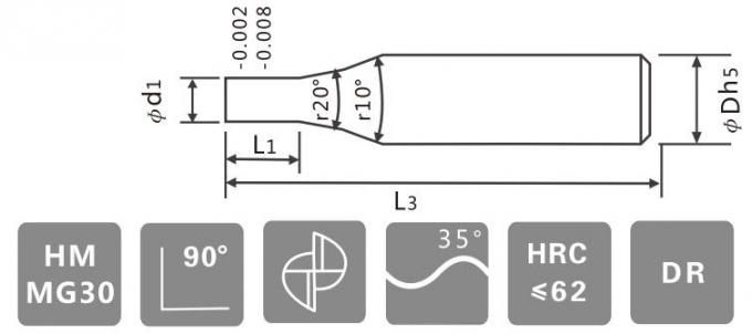 Solid Carbide 2 Flute Square Micro Endmills para liga resistente ao desgaste 1